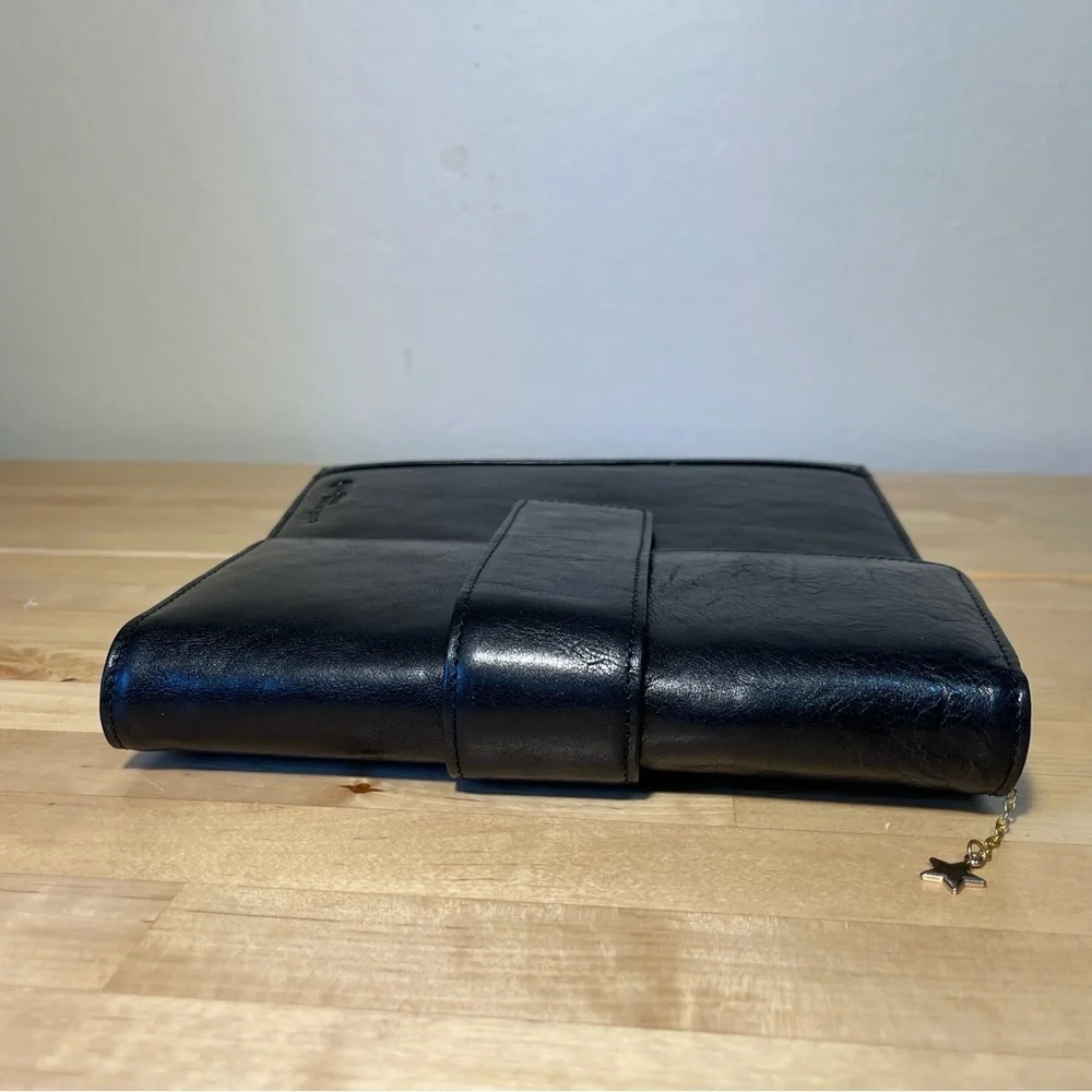 Vintage Time Manager Original Black Gloss Leather 6-Ring Personal Planner Binder